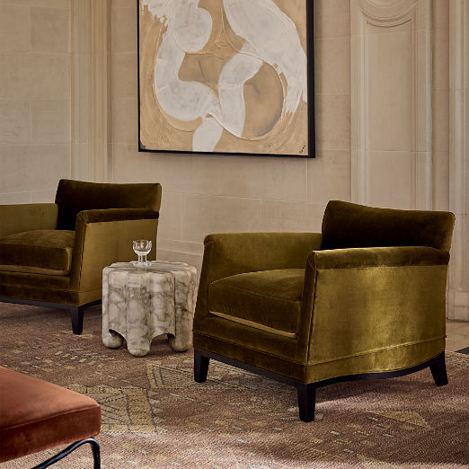 Olson Olive Green Velvet Accent Chair