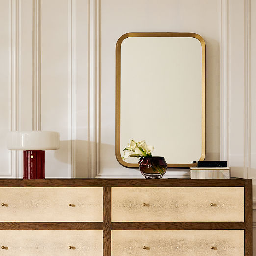 Isari Brass Rough Cast Aluminum Rectangular Wall Mirror 24"x36"