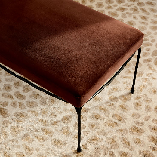 Journey 60" Terracotta Red Velvet Bench