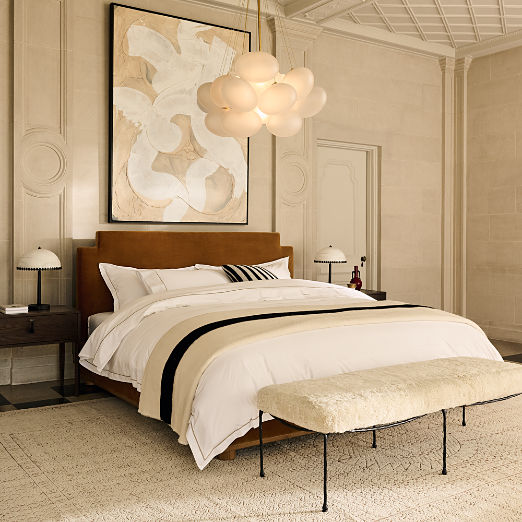Plaza Smoked Amber Velvet Upholstered Bed