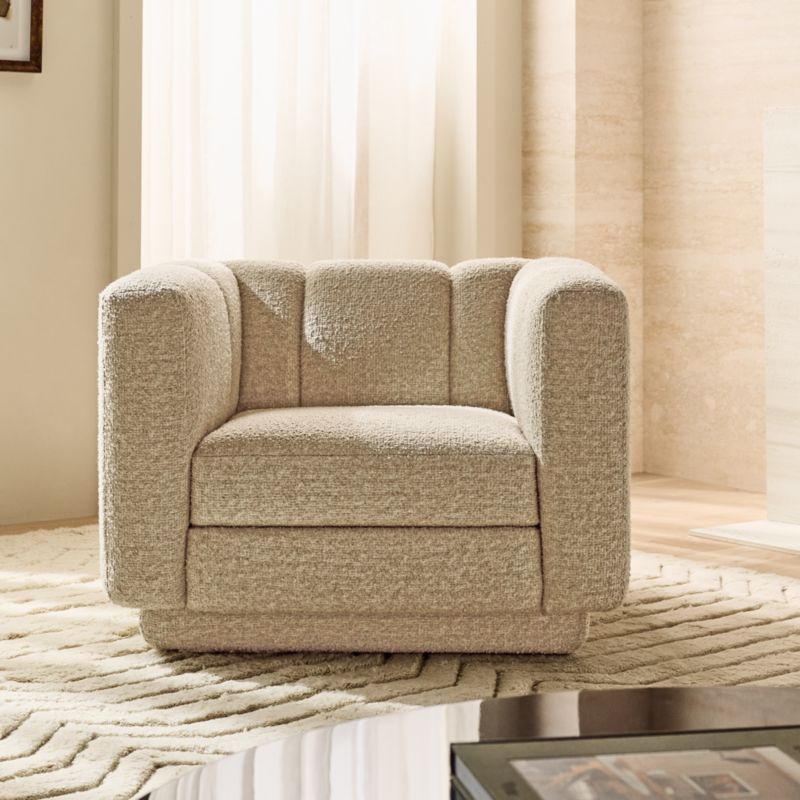 Yarrow Camel Woven Fabric Swivel Chair - image 3 of 11