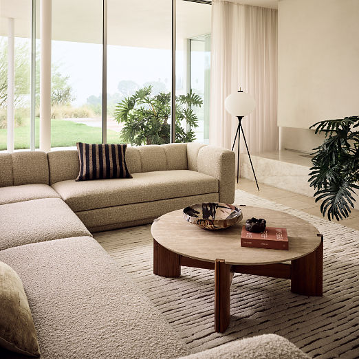 Yarrow 2-Piece L-Shaped Sectional Sofa with Left Arm Faux Sheepskin Natural