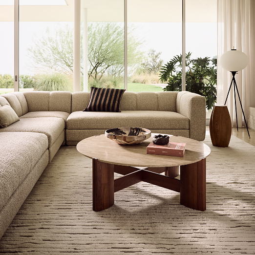 Yarrow Camel Woven Fabric Right-Arm Sofa