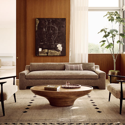 Emira 52" Oval Light Brown Oak Wood Coffee Table