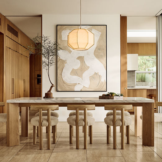 Sydney 95" Rectangular Carrara Marble Dining Table with White Oak Legs