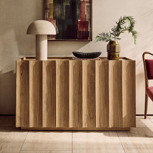 Bardo 54" Scalloped Oak Wood Credenza