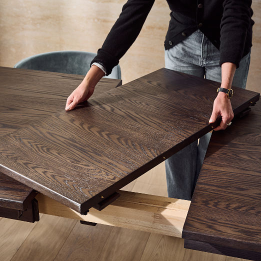 Otis 82"-118" Rectangular Dark Oak Wood Extendable Dining Table