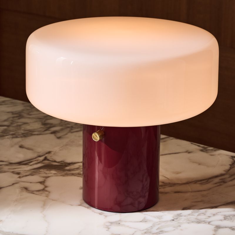 Pill High Gloss Oxblood Red Iron Table Lamp with Glass Shade by Bill Curry - image 4 of 11