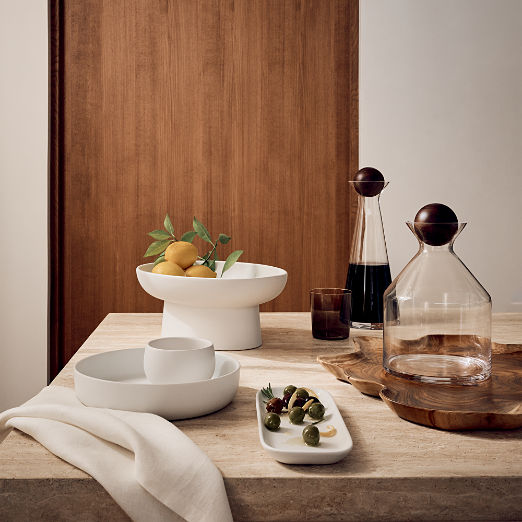 Mori Rectangular Matte White Serving Platter Small