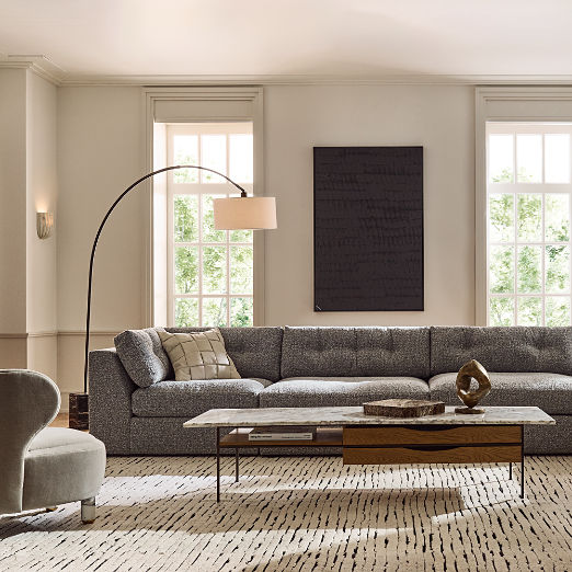 Irwin 72" White Marble and Natural Oak Coffee Table by Paul McCobb