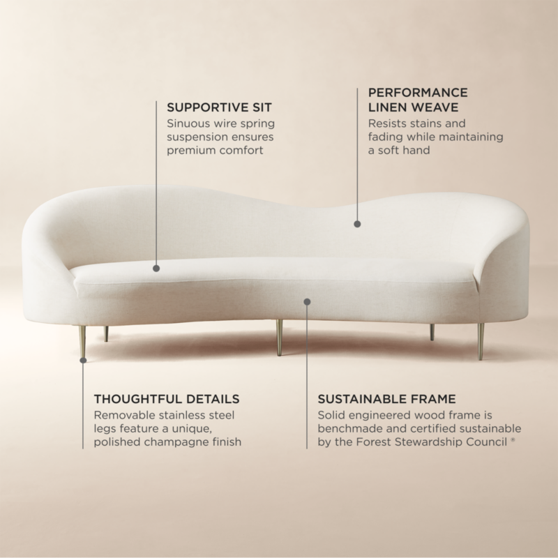 Curvo 96.5" White Performance Fabric Sofa by goop - image 4 of 15