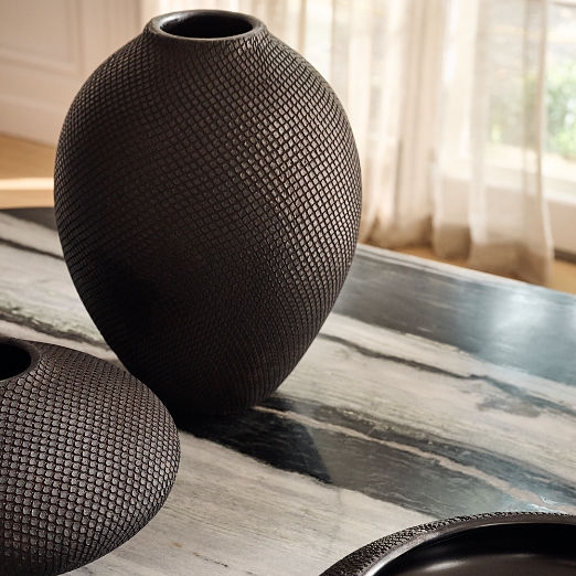 Cusco Textured Black Terracotta Vase Tall