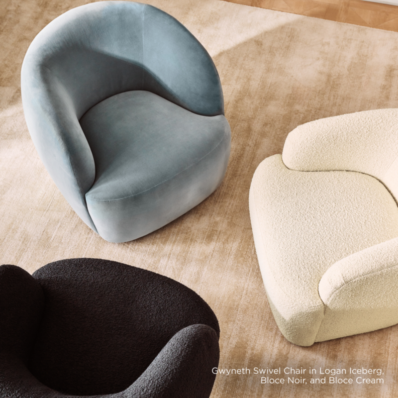 Gwyneth Black Boucle Swivel Chair by goop - image 9 of 12