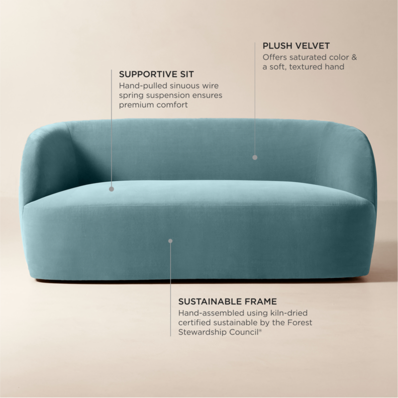 Gwyneth 68" Light Blue Velvet Loveseat by Goop - image 4 of 9