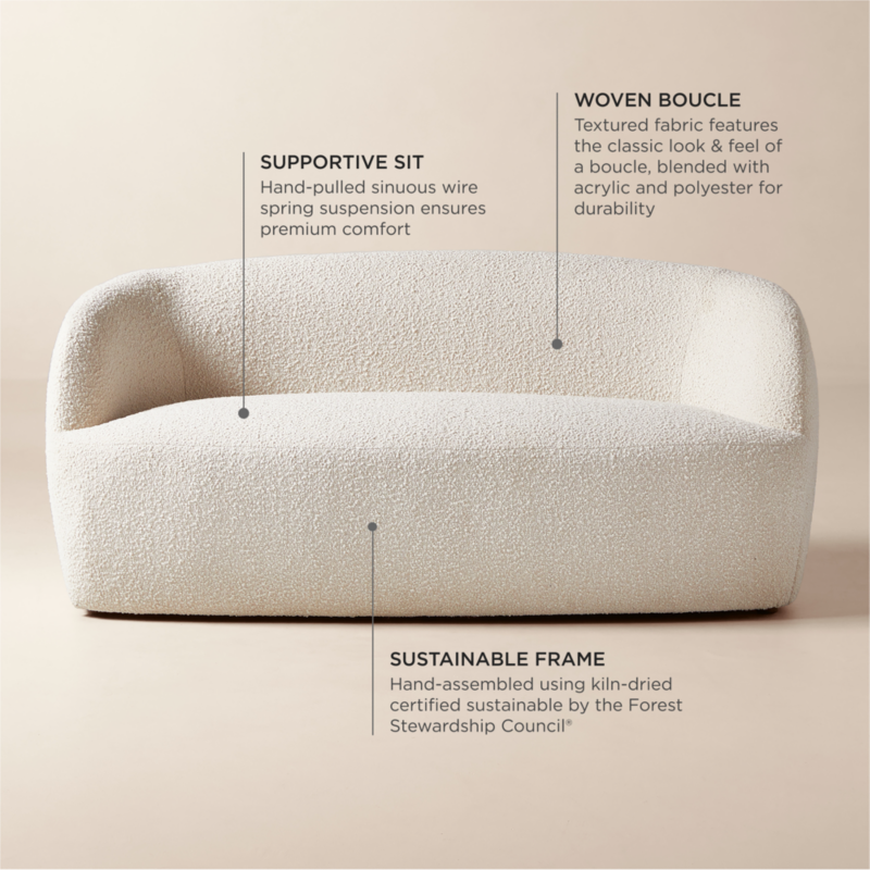 Gwyneth 68" Ivory Boucle Loveseat by goop - image 4 of 9