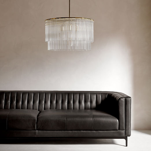 Ambroise Black Leather Sofa (80"-104")