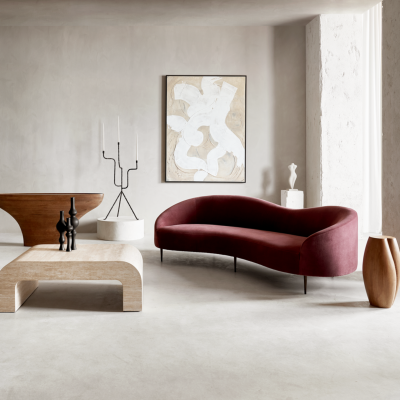 Curvo 96.5" Rose Velvet Sofa by goop - image 10 of 16