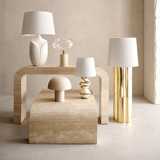 Crescent 52" Travertine Console Table