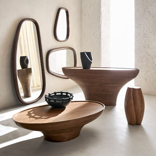 Emira 64" Oval Light Brown Oak Wood Console Table