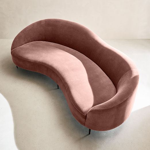 Curvo 96.5" Rose Velvet Sofa by goop