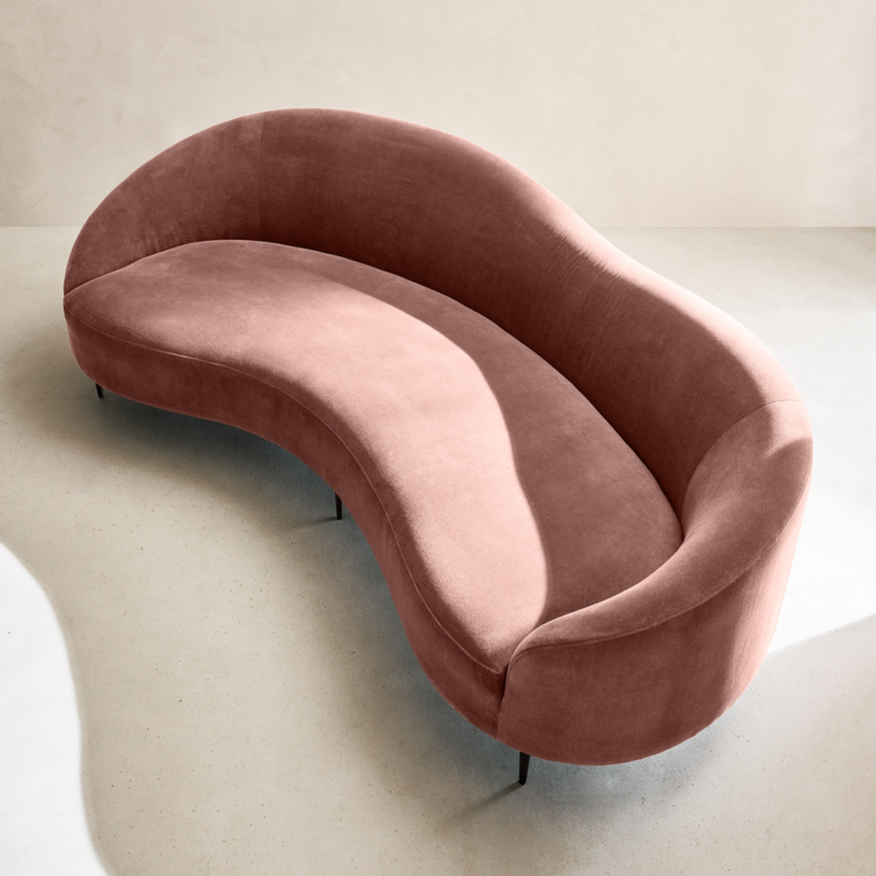 Curvo 96.5" Rose Velvet Sofa by goop - image 11 of 16