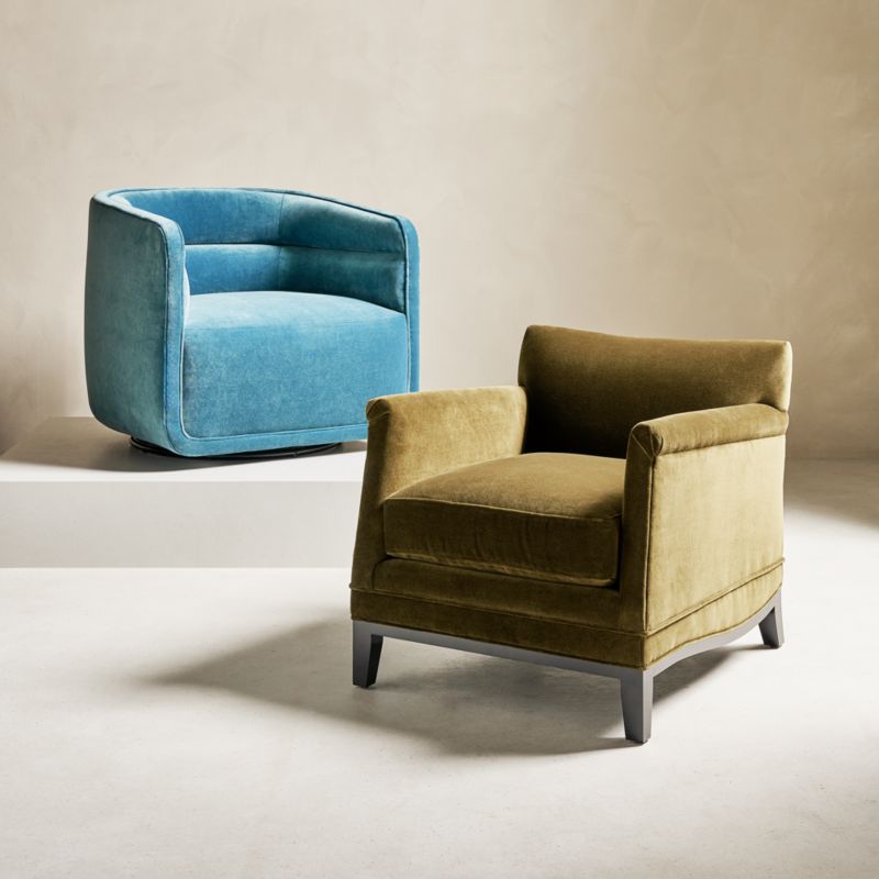 Sai Teal Performance Velvet Swivel Chair - image 2 of 8