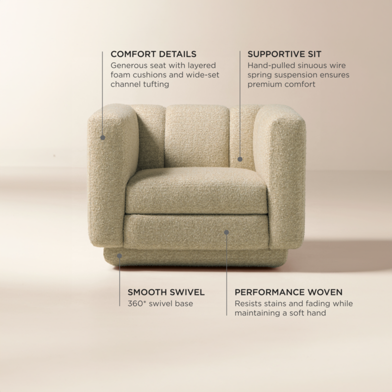 Yarrow Camel Woven Fabric Swivel Chair - image 4 of 11