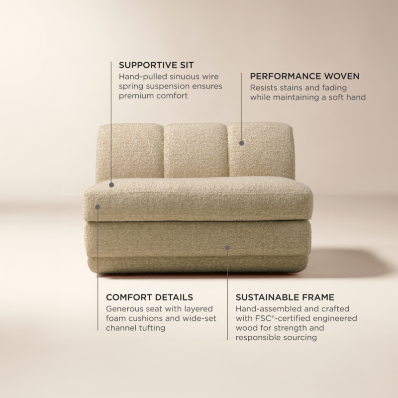 Yarrow Camel Woven Fabric Armless Chair - image 4 of 13