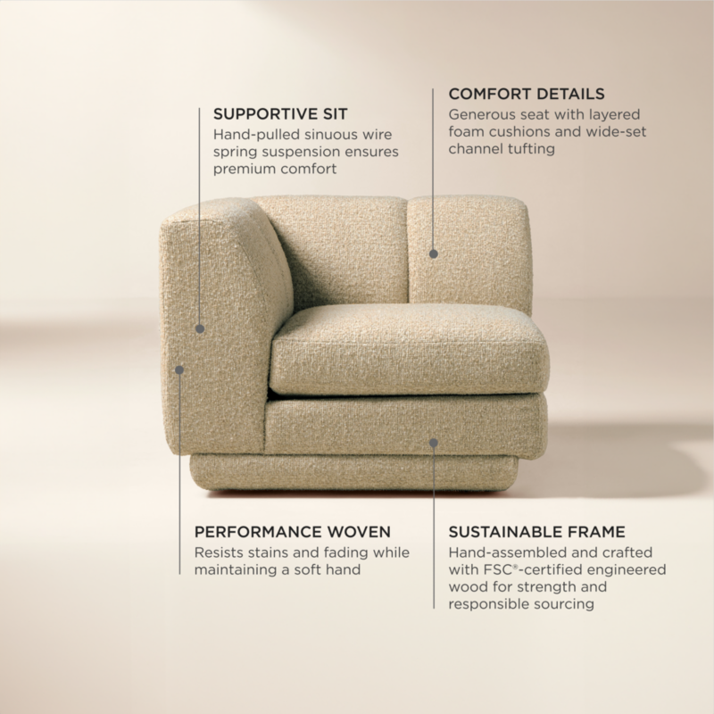 Yarrow Camel Woven Fabric Corner Chair - image 4 of 12