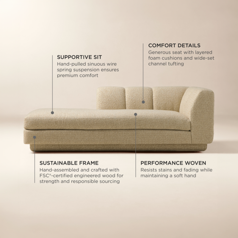 Yarrow Camel Woven Fabric Left-Arm Chaise - image 4 of 11