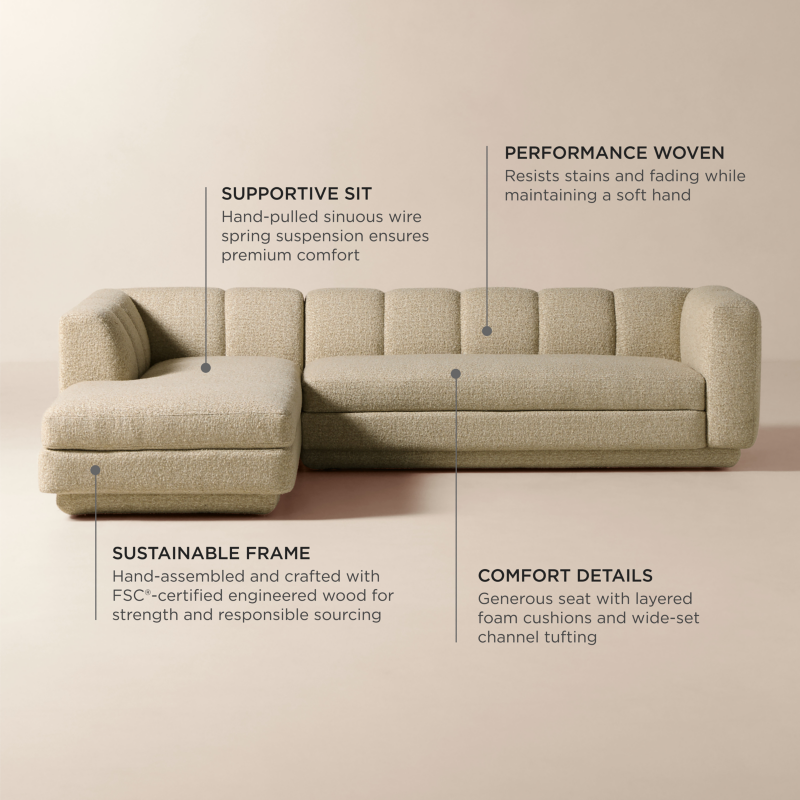 Yarrow 2-Piece L-Shaped Camel Woven Fabric Sectional Sofa with Left-Arm Chaise - image 4 of 12