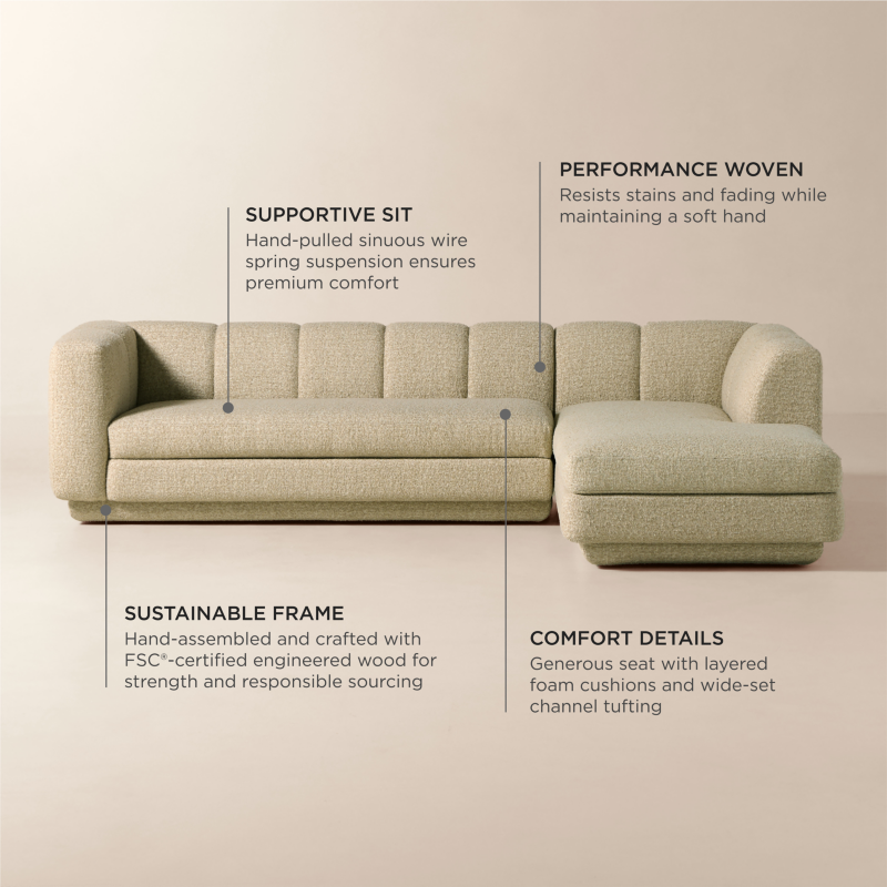 Yarrow 2-Piece L-Shaped Camel Woven Fabric Sectional Sofa with Right-Arm Chaise - image 4 of 11