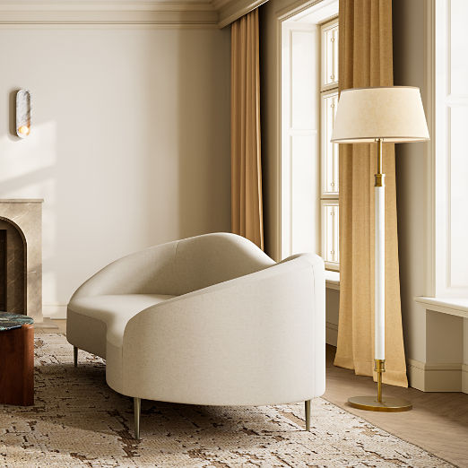 Viator Wrapped White Leather Floor Lamp