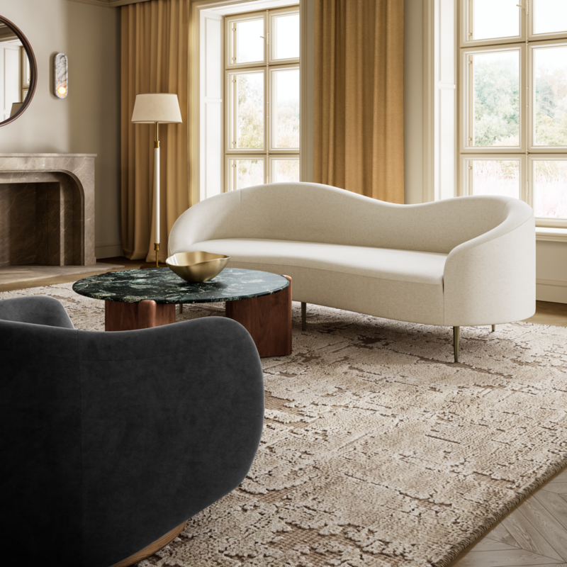 Curvo 96.5" White Performance Fabric Sofa by goop - image 9 of 15