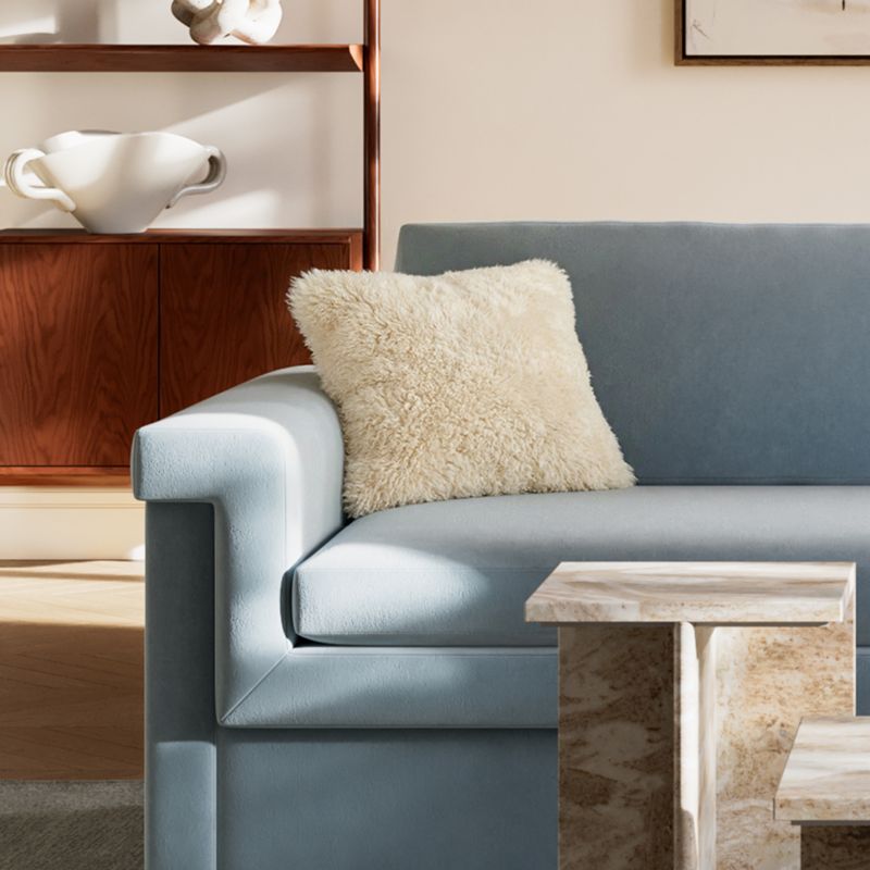 Roslin Warm White Shearling Throw Pillow with Down-Alternative Insert 18" - image 1 of 6