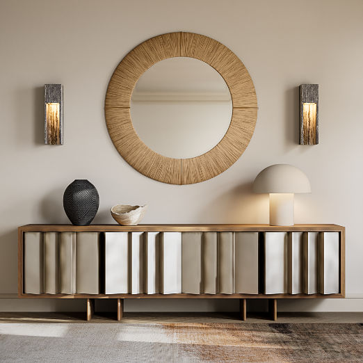 Kibo 83" Steel and Oak Wood Media Console by Kravitz Design