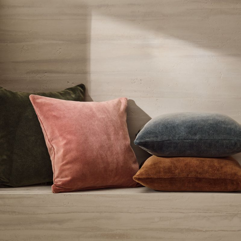 Encino Sienna Brown Organic Cotton Stonewashed Velvet Throw Pillow with Down-Alternative Insert 20"x20" - image 4 of 5