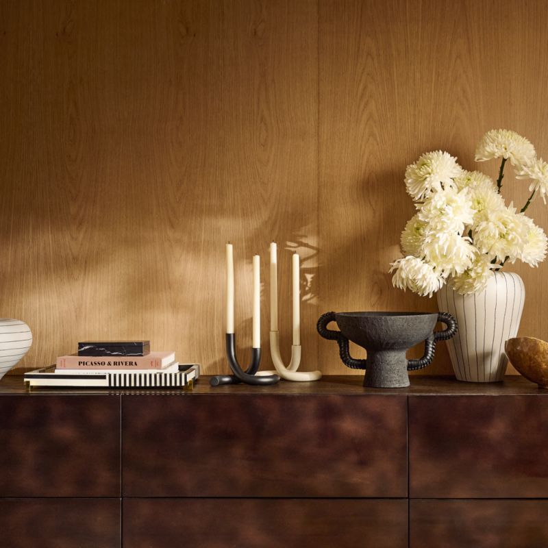 Vibrato Black and White Striped Ceramic Vase Tall - image 2 of 7