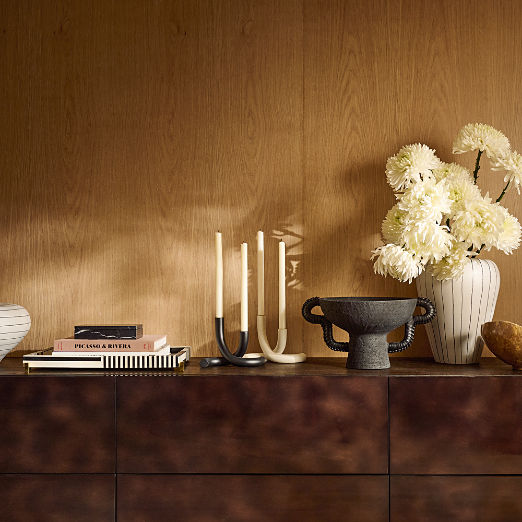 Vibrato Black and White Striped Ceramic Vase Tall