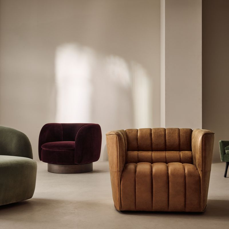 Ripple Brown Leather Swivel Chair by Steen Østergaard - image 3 of 10