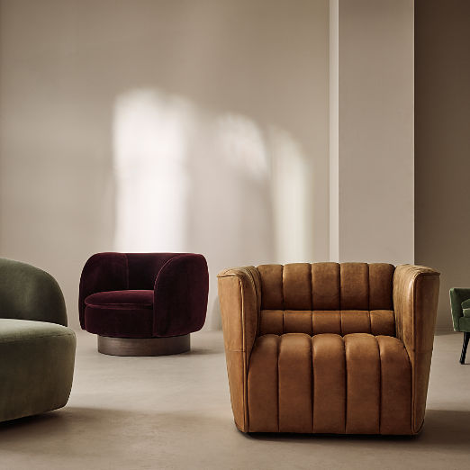 Ripple Brown Leather Swivel Chair by Steen Østergaard