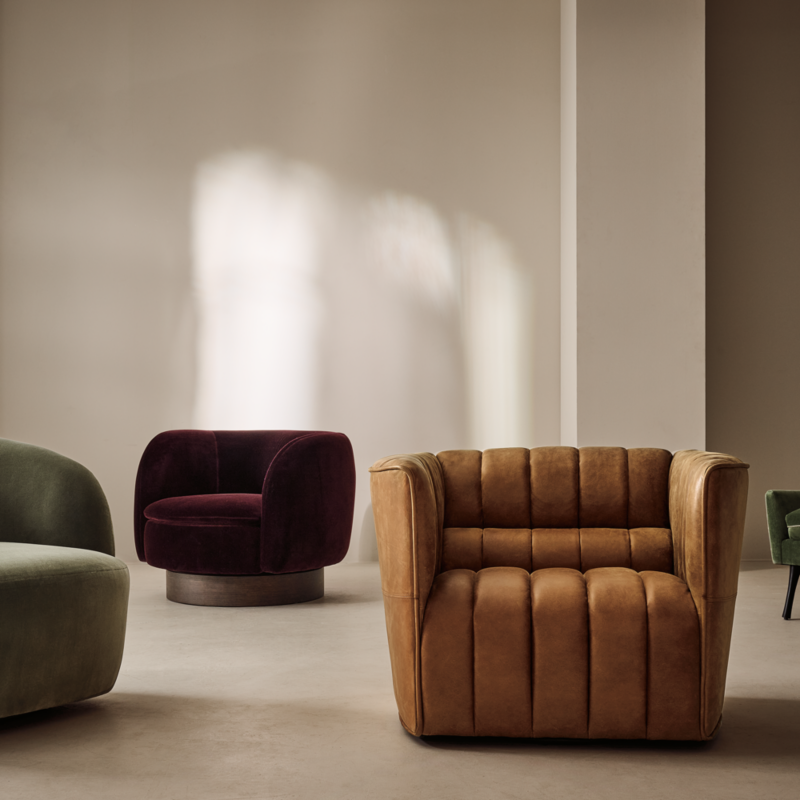 Muir Oxblood Velvet Swivel Chair - image 9 of 15