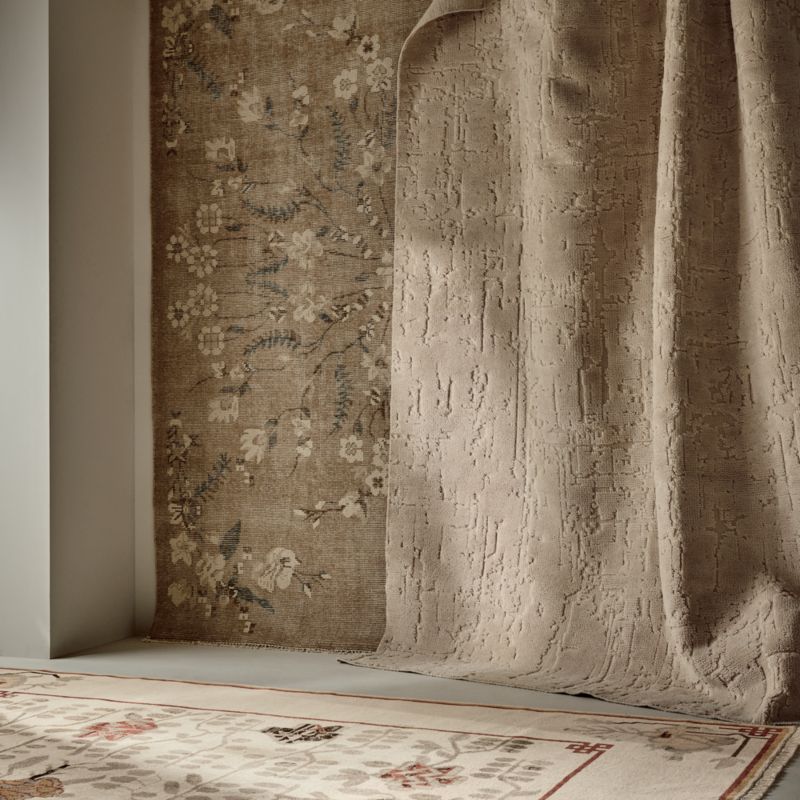 Lavish Hand-Knotted Light Taupe Floral Wool Area Rug 10'x14' - image 6 of 8