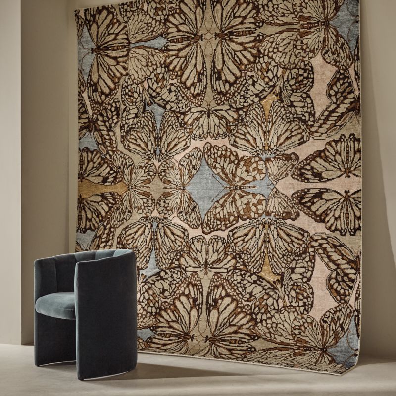 Papillio Brown and Light Teal Wool and Viscose Area Rug 9'x12' - image 6 of 7