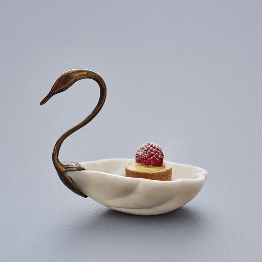 Odetta White Marble and Cast Brass Serving Bowl