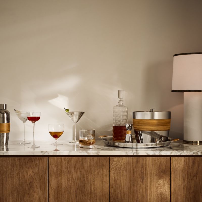 Savoy Polished Stainless Steel and Rattan Bar Tool Set with Stand - image 5 of 6