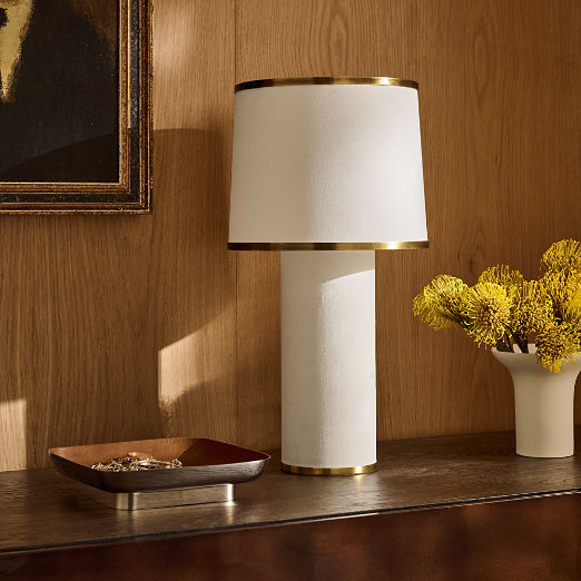 Dara White Linen Table Lamp