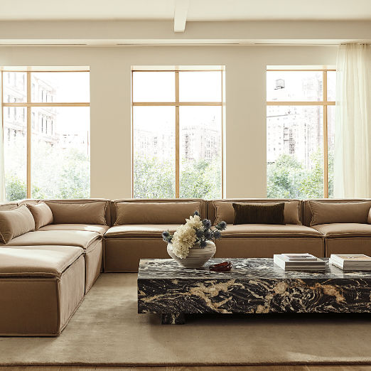 Martine 6-Piece Light Brown Performance Velvet Sectional