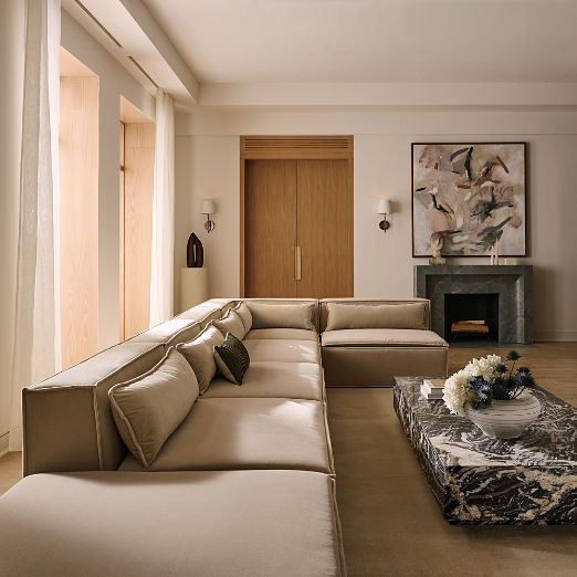 Martine Light Brown Performance Velvet Modular Armless Chair