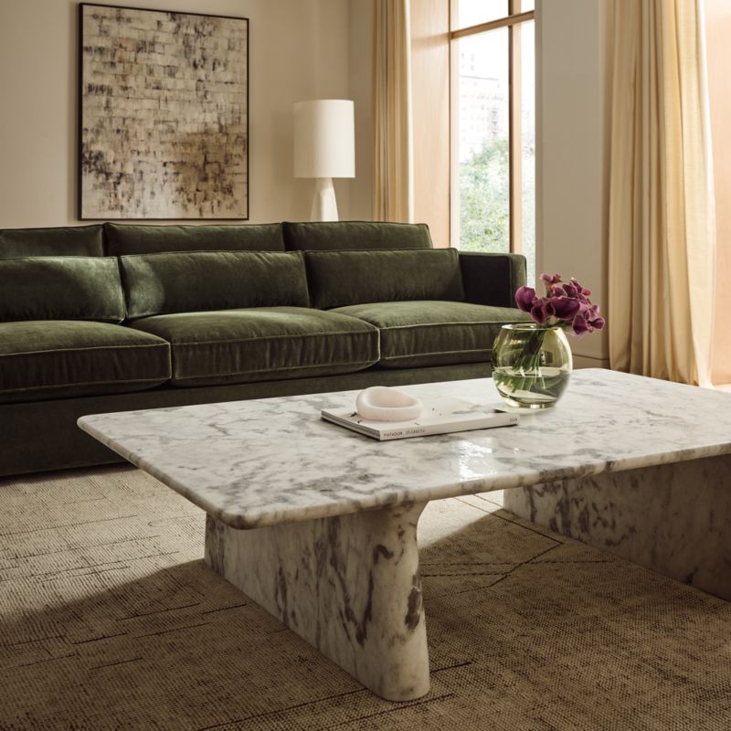 Almera 66" Rectangular White Marble Coffee Table